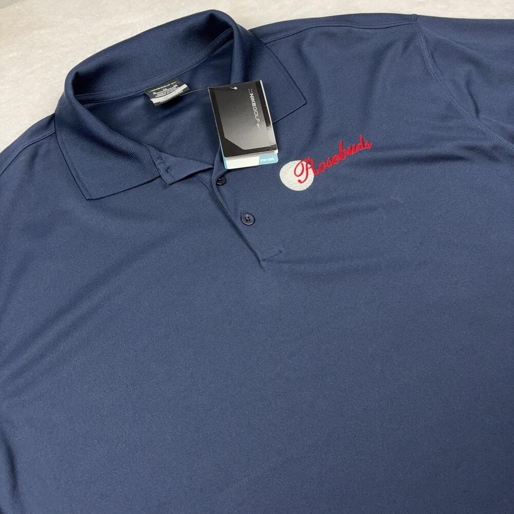 Nike Polo Shirt Mens XL Blue Dri-FIT Rosebuds Golf Collared Embroidered NWT